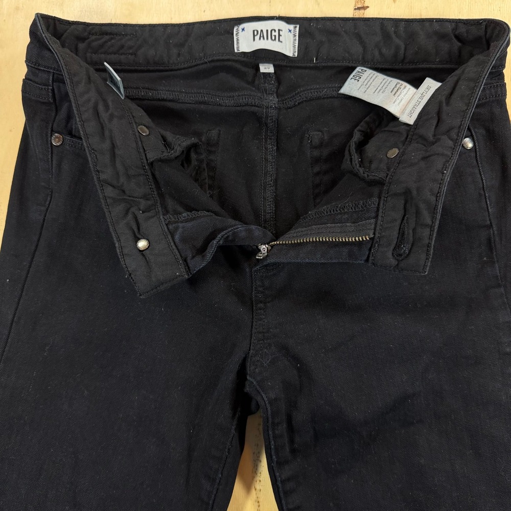 PAIGE Skyline Straight Jeans Womens 29 Black Stretch Denim Made in USA 29x33